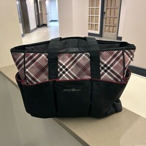 Eddie Bauer Black and Red Duffel Bag with Mesh Panels-like new